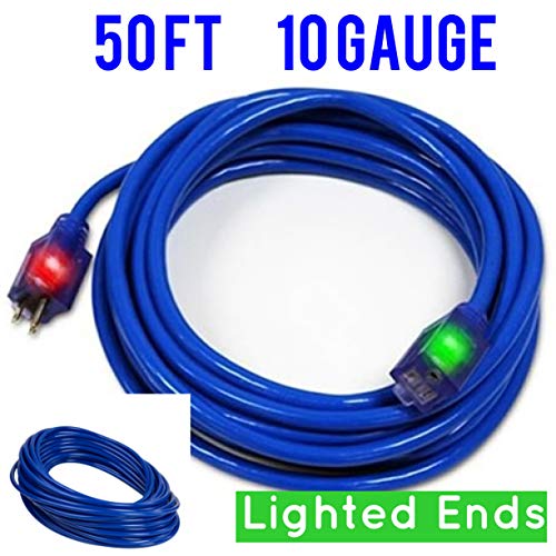 50 ft 10 Gauge Heavy Duty Indoor Outdoor Extension Cord 125 volt, 1875