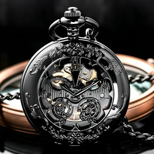 Image of Pocket Watch Vintage Mechanical Pocket Watches with Chain Christmas Graduation Birthday Gifts Father's Day
