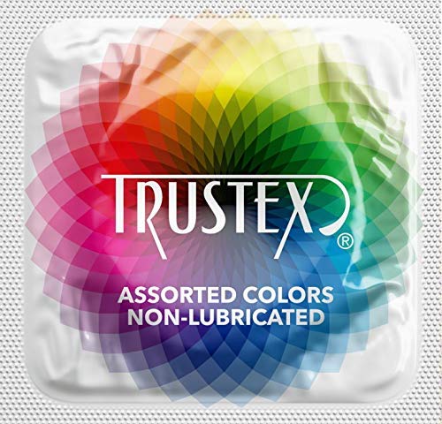 Trustex Non-Lubricated Colors with Silver Lunamax Pocket Case, Premium Colored Latex Condoms-24 Count