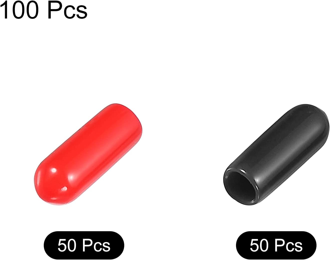 100pcs Rubber End Caps Cover Assortment 4mm PVC Vinyl Screw Thread Protector for Screw Bolt Black Red