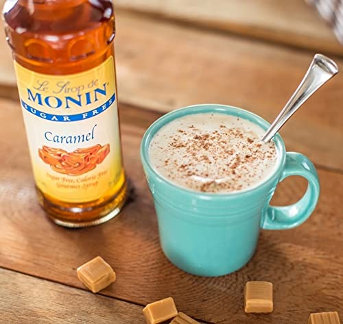 Monin Sugar Free Coffee Syrup Variety - Sugar Free French Vanilla And Caramel Syrup 1 Liter Bottles With 2 By The Cup Coffee Syrup Pumps #TOP3