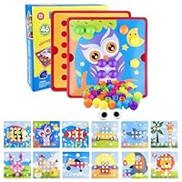 Legpador Mosaik Steckspiel ab 2 Jahre, Montessori Toys Kinder, Steckspiele Lernspiele Spielzeug, Steckspielzeug Set, Farbe Pegboard Gabelungen, mit 12 Bildvorlagen