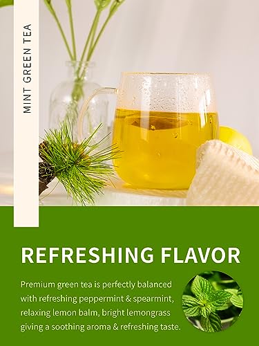 Image of TeeLux Mint Green Tea Bags, Fresh & Smooth Taste, Refreshing Aroma, 50Count