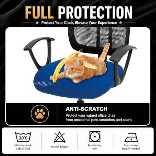 Image of DIVA EN CAMINO DEC Stretchable Desk Office Chair Seat Cushion Covers - Universal Spandex Computer Chair Slipcover - Anti-Scratch Dogs, Cats, Pets Removable Washable Cushion Protectors (Royal Blue)