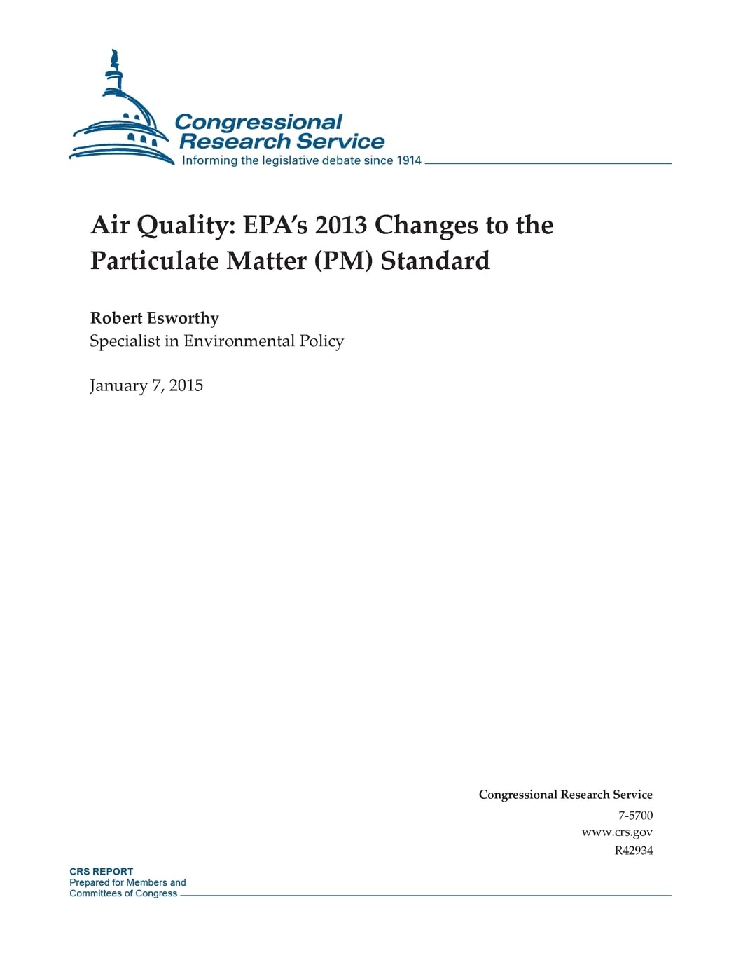 Air Quality: EPA's 2013 Changes to the Particulate Matter (PM) Standard