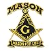 Masonic Mason for Life Black & Gold Embroidered Patch - 3" Tall