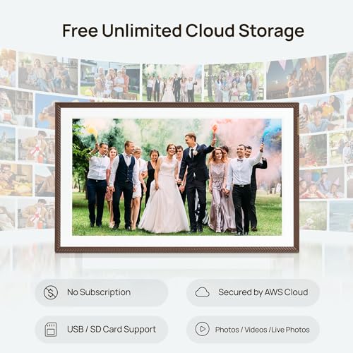 Image of ARZOPA 15.6 inch Large Digital Picture Frame Free Cloud Storage No Subscription 1920X1080 FHD Touchscreen Anti-Glare Electric Photo Frame Slideshow Custom Gift Mode for Family and Friends