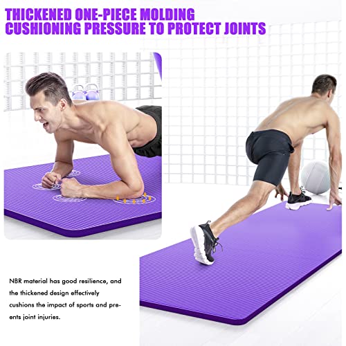 Pmuybhf Extra Thick Yoga Mat Fitness & Exercise Mat With Carrying Strap And Backpack, 72" L X 24" W X 2/5 Inch High Density Anti-Slip Pilates Yoga Mat (Purple) #TOP3