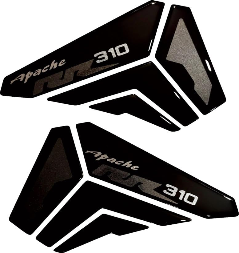 Image of Apache RR310 Motorcycle Side Knee Pad Decals and Stickers, Red and Black (Silver)