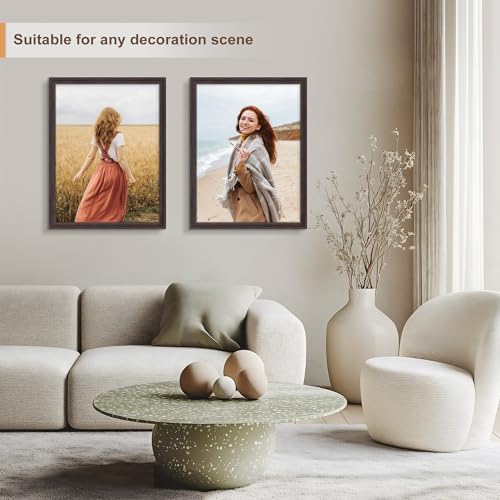 Image of 18x24 Frame Walnut Brown with Elegant Concave Design - Large 18 x 24 Poster Frame for Wall, Home, Office & Gallery Display