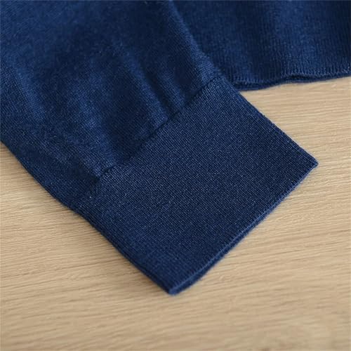 Dcvmvmn Men's Cashmere Sweater Thin Lapel Middle Age Business Casual Button Jumper Solid Color Pullovers3