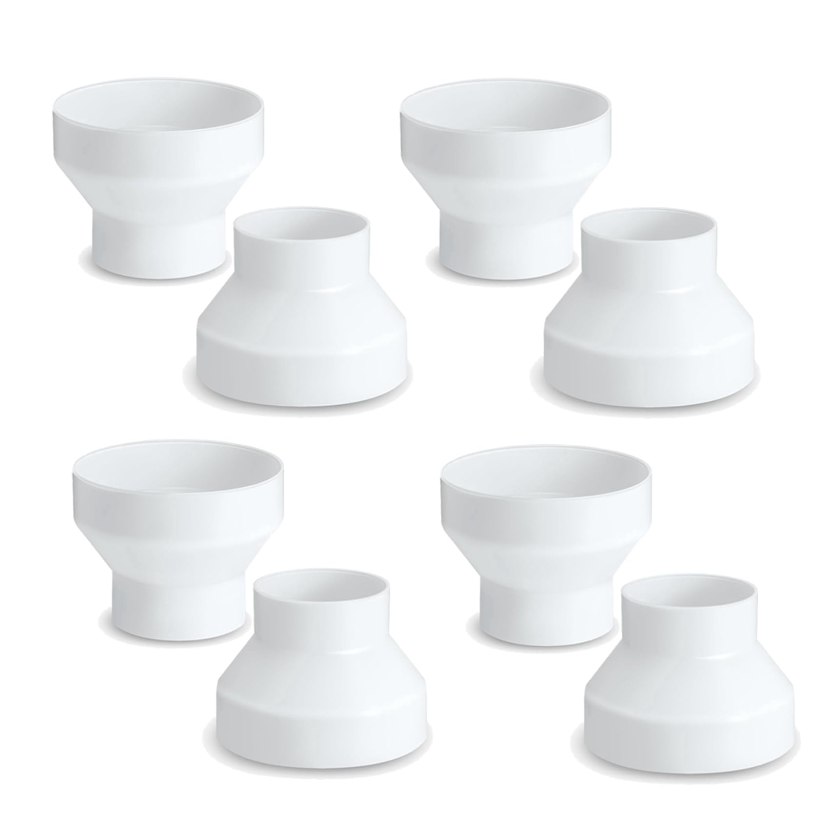 Jnchdghwa White 8 Pcs 6 To 4 Inch Duct Reducer Increaser Abs Air Duct Adapter Duct Fan Or Dryer Vent Adapter Pipe Connector,