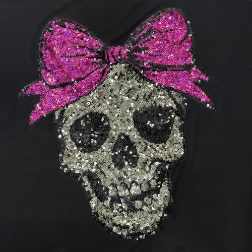 Image of PESION Womens Short Sleeve T-Shirt Sequined Tops O-Neck Funny Graphic Tees Blouse