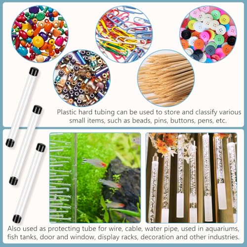 Image of AHANDMAKER 5Pcs Clear Rigid Plastic Tubing with Caps, ID 0.9 Inch Portable Storage Tube Polycarbonate Tube 12 Inch Length Round Plastic Tubing for Incense Sticks Beads Item Storage