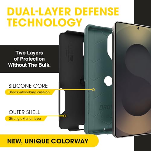 Image of OtterBox Samsung Galaxy S25 Ultra Commuter Series Case - Enchanted Forest (Black & Green), Slim & Tough, Duel Layer, Pocket-Friendly, Port Protection, Protective Phone Case