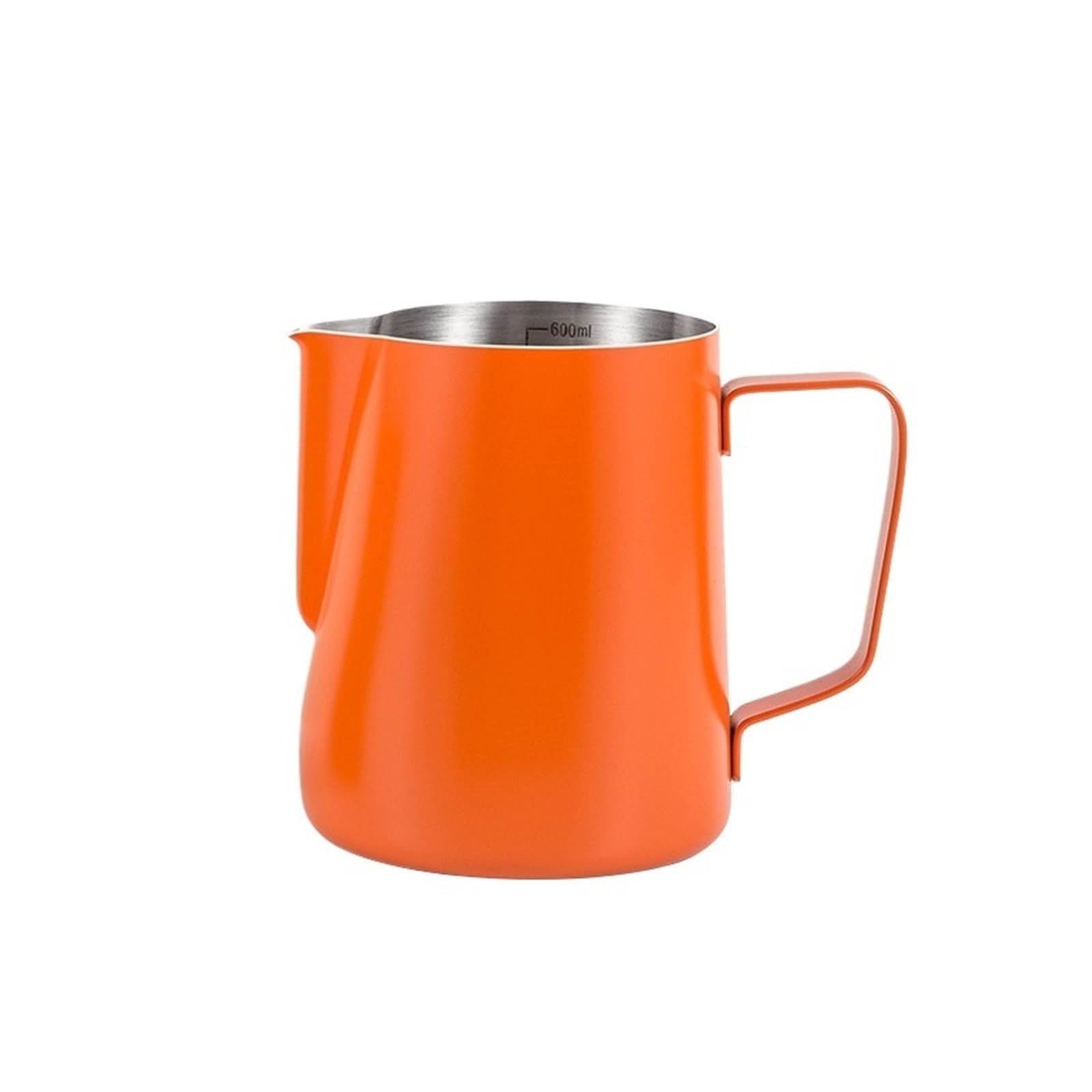 Jarra de espuma café con leche acero inoxidable, 350/600ML, 304, escala precisa, Latte, Barista, utensilio profesional for cafetería(Orange 600ML 1Pcs)