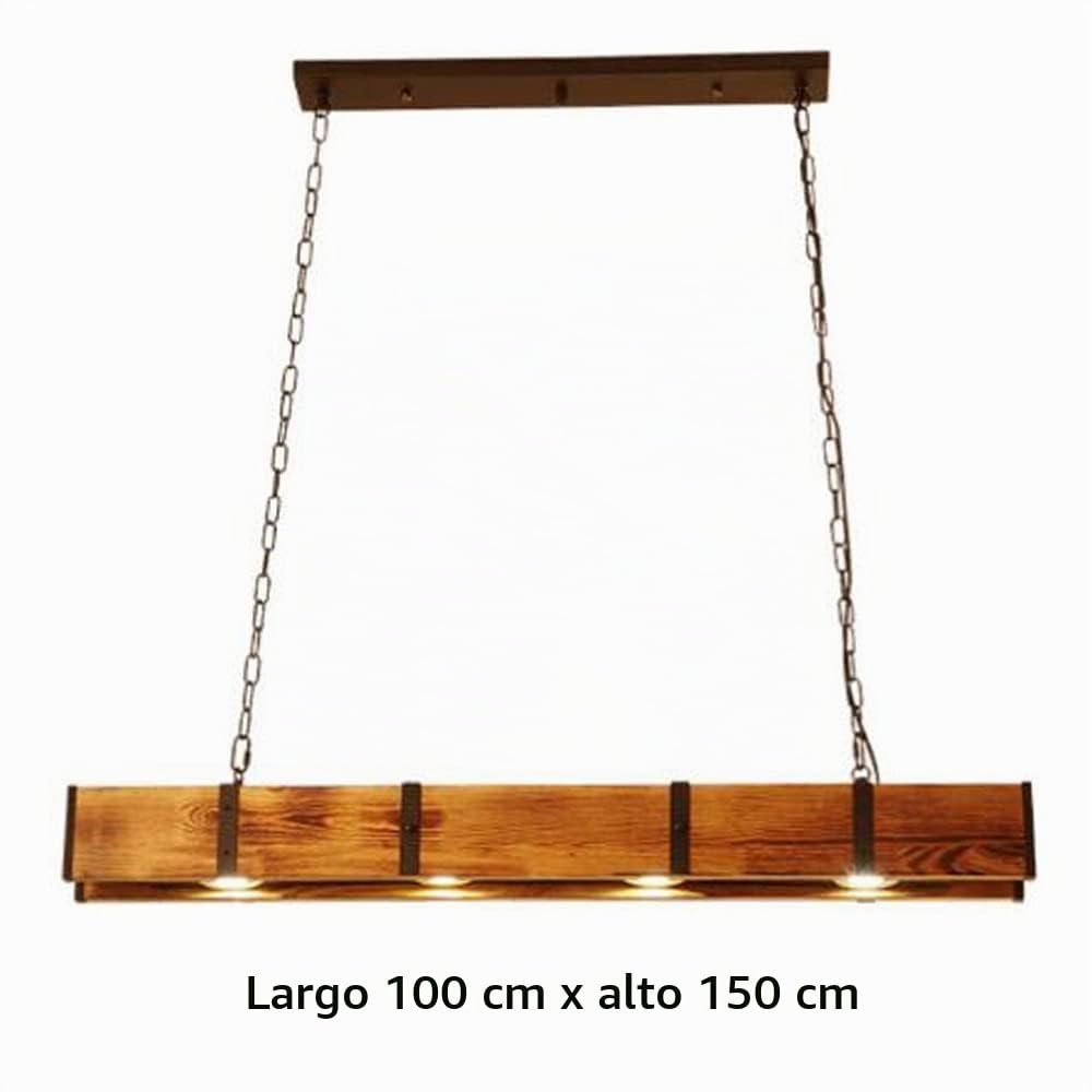 Lámpara Colgante De Madera Rústica Luz Colgante LED Mesa De Comedor Lámparas Colgantes Retro Altura Ajustable Luz De Techo Industrial Vintage Oficina Cafe Bar Iluminación De Loft Creativo Araña