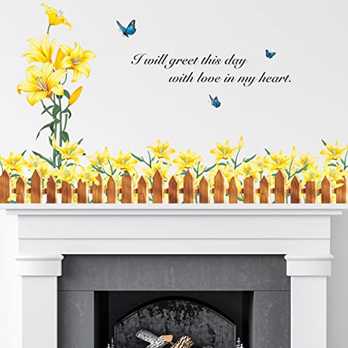 Spring Flowers Wall Stickers Garden Floral Wall Decals Diy Peel And Stick Art Murals For Bedroom Living Room Nursery Classroom Bathroom Playroom Decor (Yellow) #TOP3