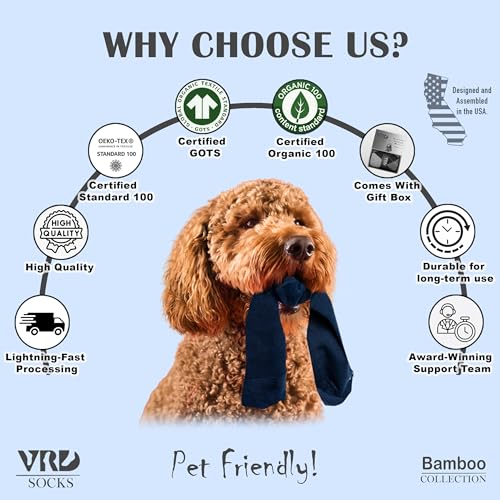 VRD Bamboo Mens Dress Socks for Men, 3-Pack, Blue Navy Crew Length Mid-Calf Socks, Mens Shoe Size 8-134