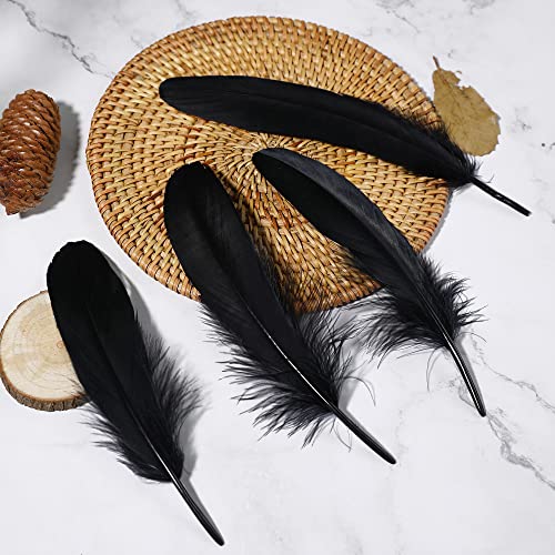 Ballinger Black Craft Feathers Bulk - 120Pcs 6-8 Inch Real Goose Feathers For Diy Halloween Decorations, Jewelry,Cosplay And Clothing Accessories #TOP1