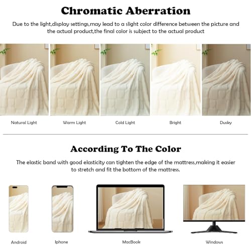 NEWCOSPLAY Super Soft Throw Blanket Ivory Love Premium Silky Flannel Fleece 3D Heart Checkered Lightweight Bed Blanket All Season Use (Ivory Love, Throw(50"x70"))