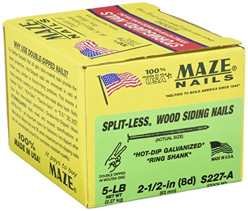 Maze Nails S227A-5 Double Hot Dipped Ring Shank Split Less Siding Nail, 5-Pound 8D 2-1/2-Inch #TOP1