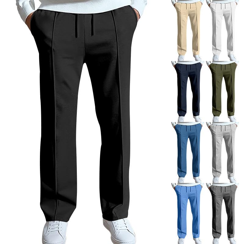 Baggy Sweatpants Men Quilted Striped Casual Pants Elatic Waist Drawstring Trousers Slacks Athletic Yoga Pants3