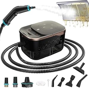 Steam Cleaner, Portable Steam Cleaner Handheld with 10 pcs Accessories, Multipurpose Steamer 3-Level Adjustable Handle, 15s Heat-Up,1.25L Tank, Steamer Cleaning for Floor, Bathroom, Kitchen,Car