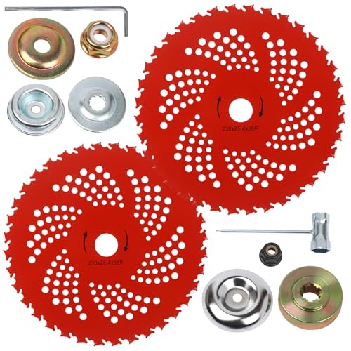 NWUCZW 2-Pack 9 x 36 Teeth Carbide Tipped Blade Compatible with Husqvarna Stihl Ego and More with Universal Adapter Kit for Brush Cutter Trimmer Weed Eater