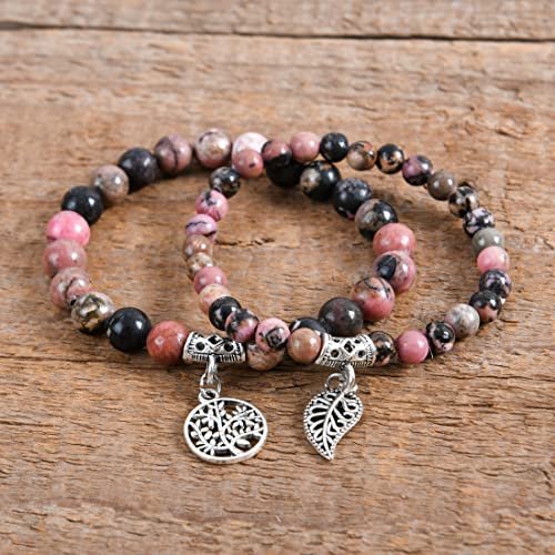 Image of YGLINE Tree of Life Yoga Healing Stone Bracelets,Multilayer Lotus Chakra Stone Reiki Bracelet Sets,Anxiety Crystal Natural Stone,for Women Stress Relief