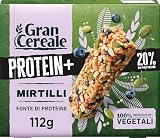 Gran Cereale, Barrette Proteiche con Mirtilli, Semi di Zucca e Quinoa, Snack di Frutta Secca con Proteine, Confezione da 4 Barrette