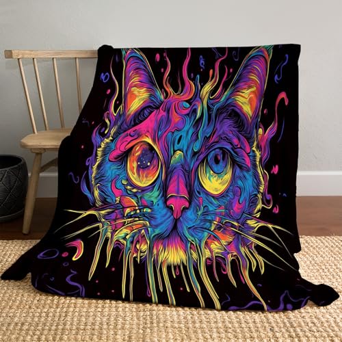 Couverture en flanelle chat bleu violet 150x200cm pour canapé - 2