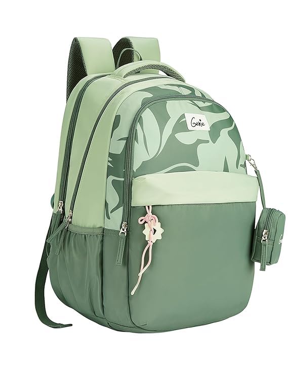 Alba School Backpack For Girls |19 Inch-40 Litres With Laptop Sleeve, Rain cover, Three Compartments, |Best for Books, Water Bottles, Stationery, Laptop, Lunch Box & Essentials - Green-image-7