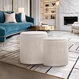 MU:4LIFE Set de 2 Taburetes Otomanos de Terciopelo con Almacenamiento, Puff Decorativo Moderno, Banco Tapizado para...