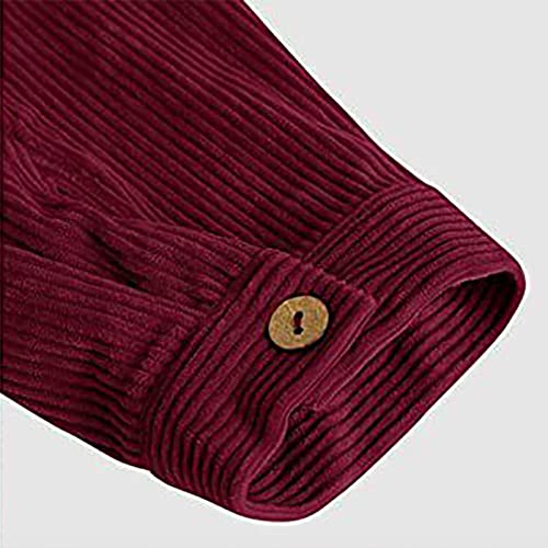 Image of utcoco Mens Corduroy Button Down Shirt Casual Relaxed-Fit Lapel Long Sleeve Jacket for Men
