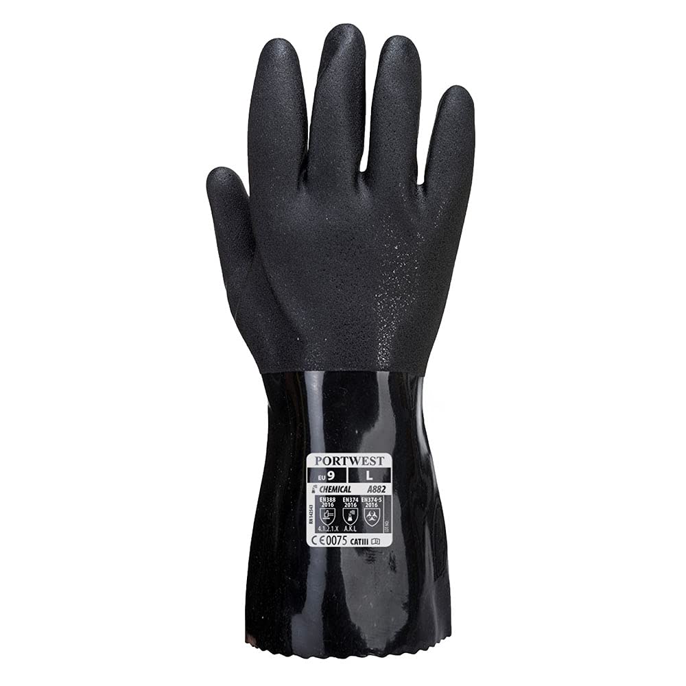 Portwest A882 ESD PVC Chemical Gauntlet Black, X-Large - Image 2