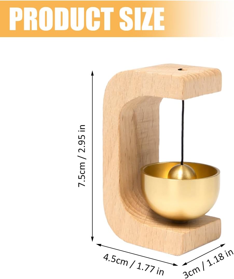 2 Pieces Wooden Bell Door Bell Entrance Chime Shop Door Chime with Brass Bell Magnetic Door Bell, No Drilling for Doors, Home, Garden, Office, Shop, Coffee Shop