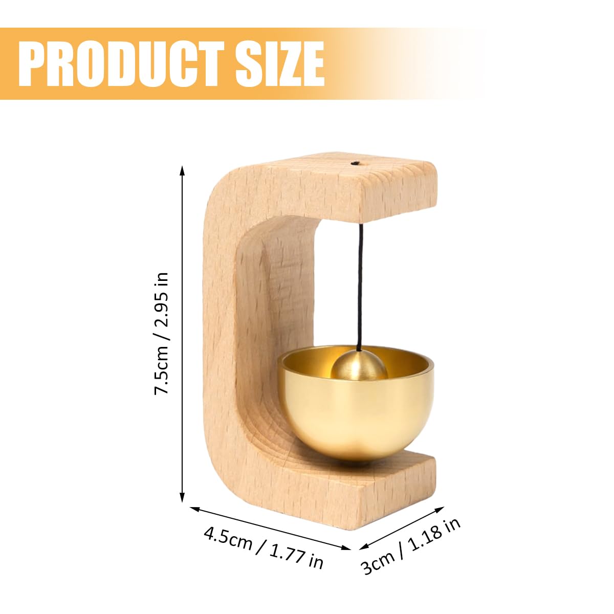 2 Piezas Timbre de Puerta de Madera, Campanilla de Tienda para Apertura de Puerta Timbre Puertas Magnético con Campana de Latón para Puertas, Casas, Jardines, Oficinas, Tiendas, Cafeterías