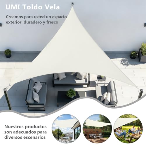 Toldo vela impermeable 99.99% UMI triangular 4x4x4m con protección anti-UV 8