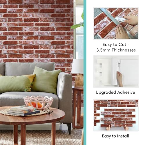 Commomy Faux Brick 3D Wall Panels - Not Real Brick 12 pcs of 22.8" x 11.8" by Commomy - Used condition - Image 5