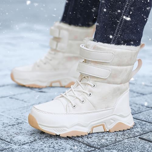 Kids Winter Boots Warm Fleece Lined Snow Booties Anti-Skid Mid Calf Boots Athletic Lace up Hiking Shoes for Outdoor3