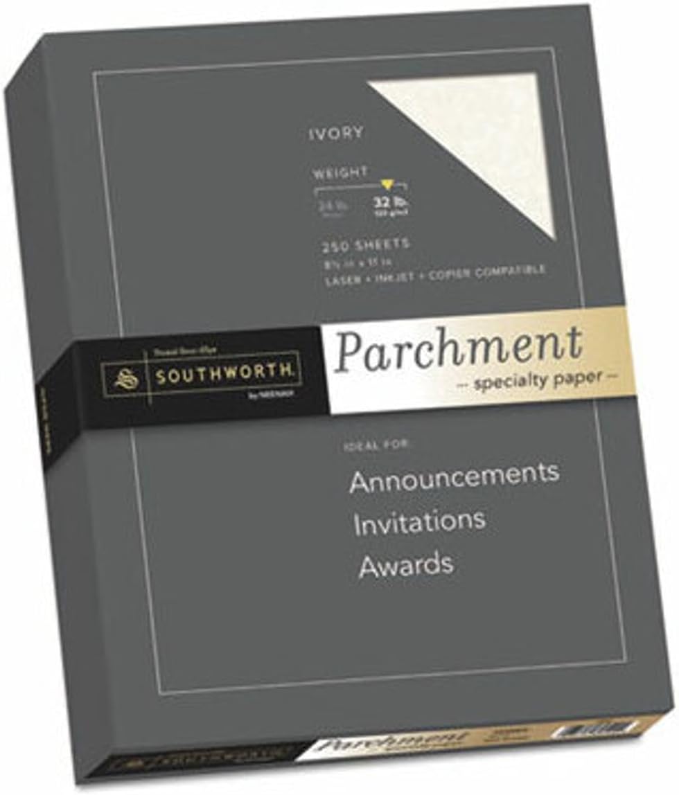 J988C Parchment Specialty Paper, 32 lb, 8.5 x 11, Ivory, 250/Pack