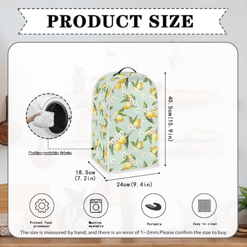 Image of Summer Lemon Blender Dust Cover with Handle Universal Fit Coffee Maker and Food Processor Machine Washable Small Kitchen Appliance Covers Protector for Refreshment Lovers