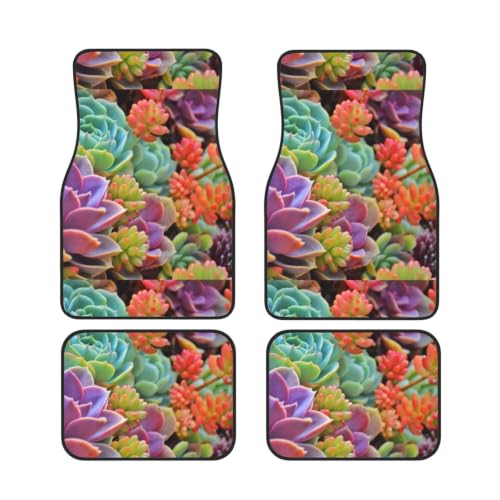 Alfombrillas de neopreno para coche con diseño de suculentas juego de 4 piezas antideslizantes