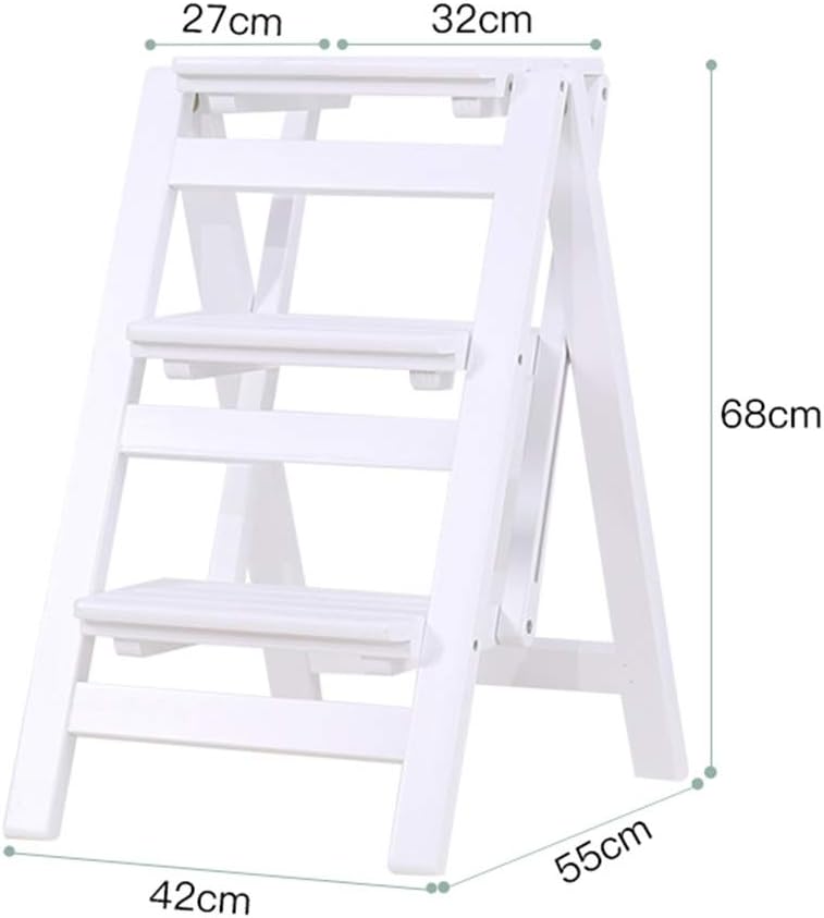 Step Ladders Household Ladder, Solid Wood 3-Step Ladder, Kitchen Shelf, Portable Living Room Dining Stool, Bearing 330 Pounds Telescopic Ladder (Color : Style3)