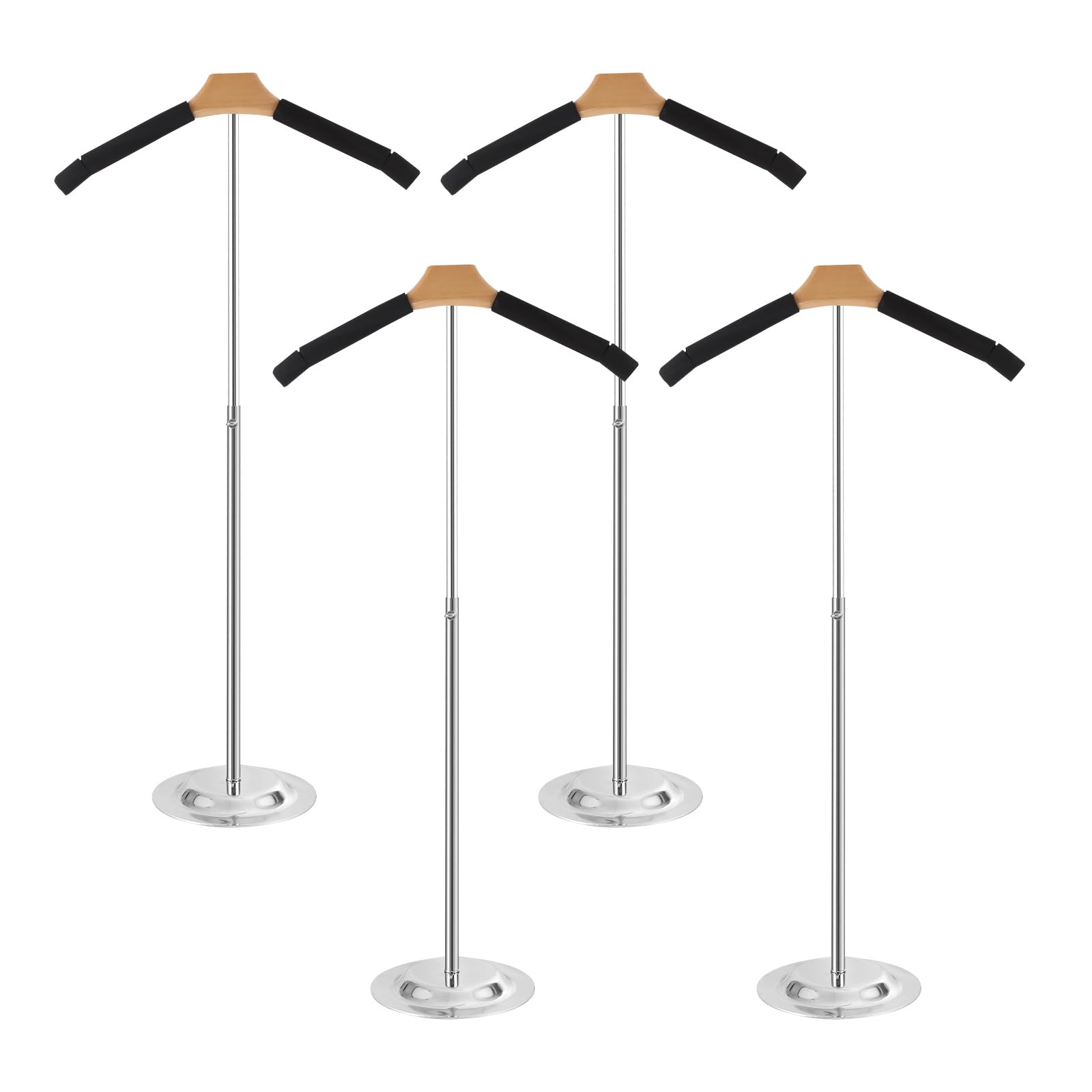 Adjustable Adult T Shirt Display Flexible Shoulder Stand Portable Black Metal Clothes Hanging Rack for Clothing Garment Coat Retail Vendor, Height 16-28 Inch (4 Pcs)