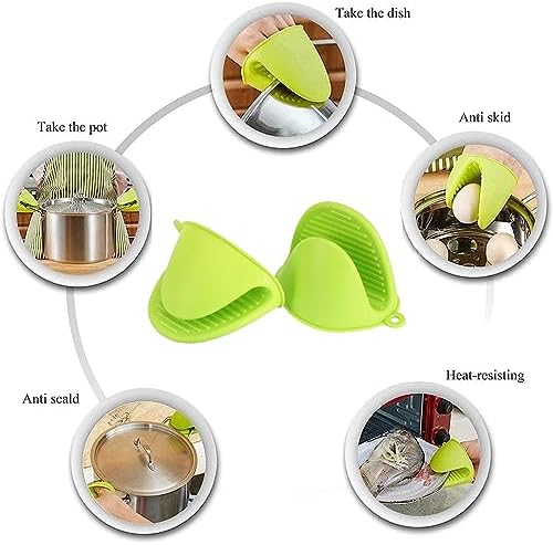 Silicone Oven Mitts 4pcs Silicone Oven Gloves Pot Holders-Heat Resistant Non-Slip, Waterproof Mini Oven Glove Pinch Grips Mitt Cooking Pinch for Kitchen Baking, Cooking, Grilling