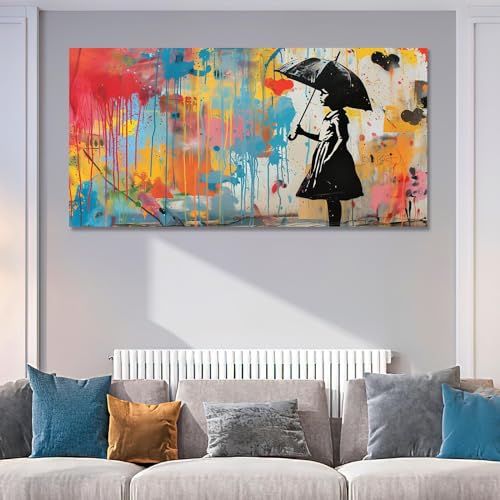 Affiche Banksy avec cadre de style peinture de rue pour salon et appartement