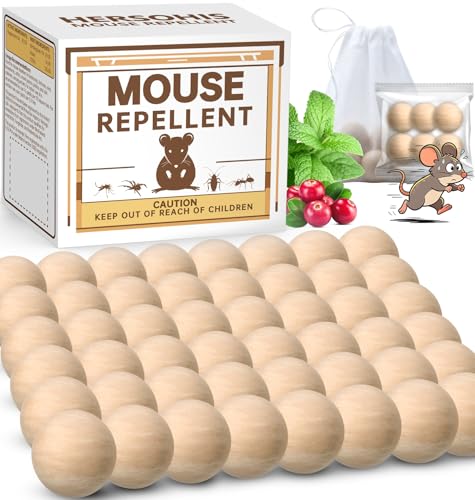 Rodent Repellent 48 Balls, Mouse Repellent Indoor & Outdoor, Mice Repellent with Peppermint Oil, Rat Repellent for House, Garage, RV, Rodent Deterrent for Attic, Basement & Car