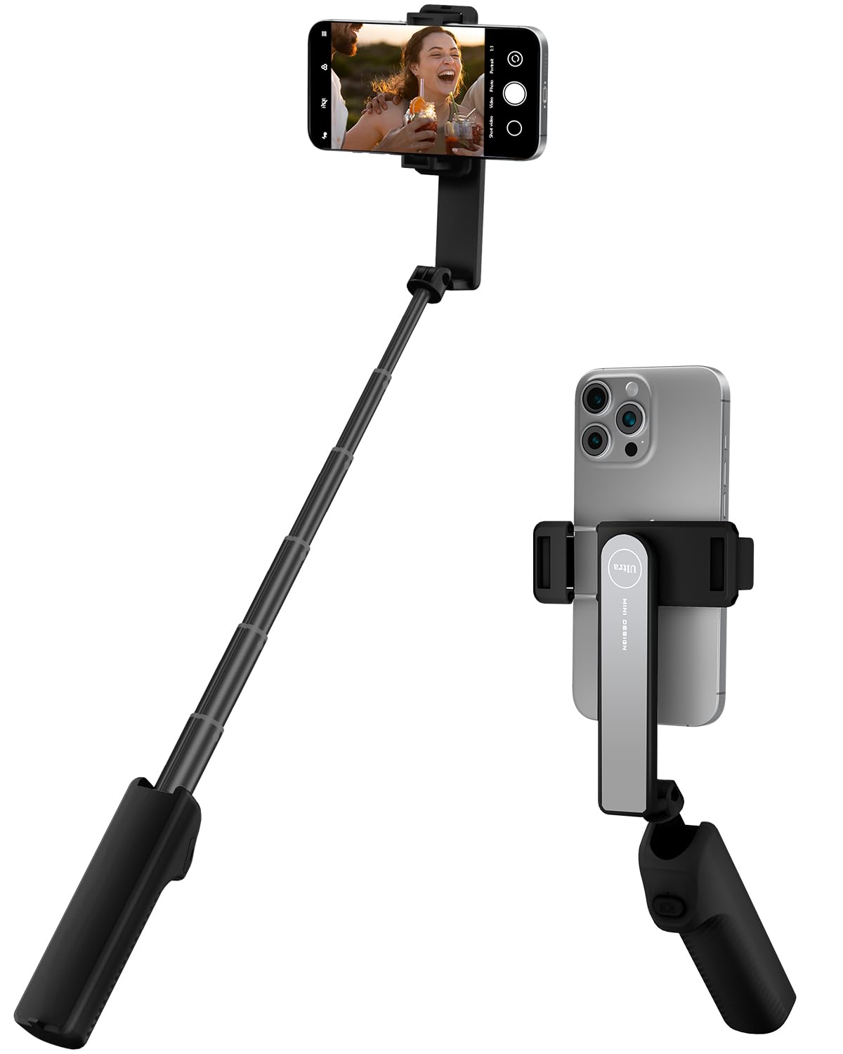 viozon 自撮り棒 iPhone コンパクト 100g超軽量 伸縮式 最大67cm スマホスタンド 4~7インチスマホ対応 ワイヤレスリモコン アルミ合金製ポール 安定 セルカ棒 Vlog・旅行・撮影 ブラック